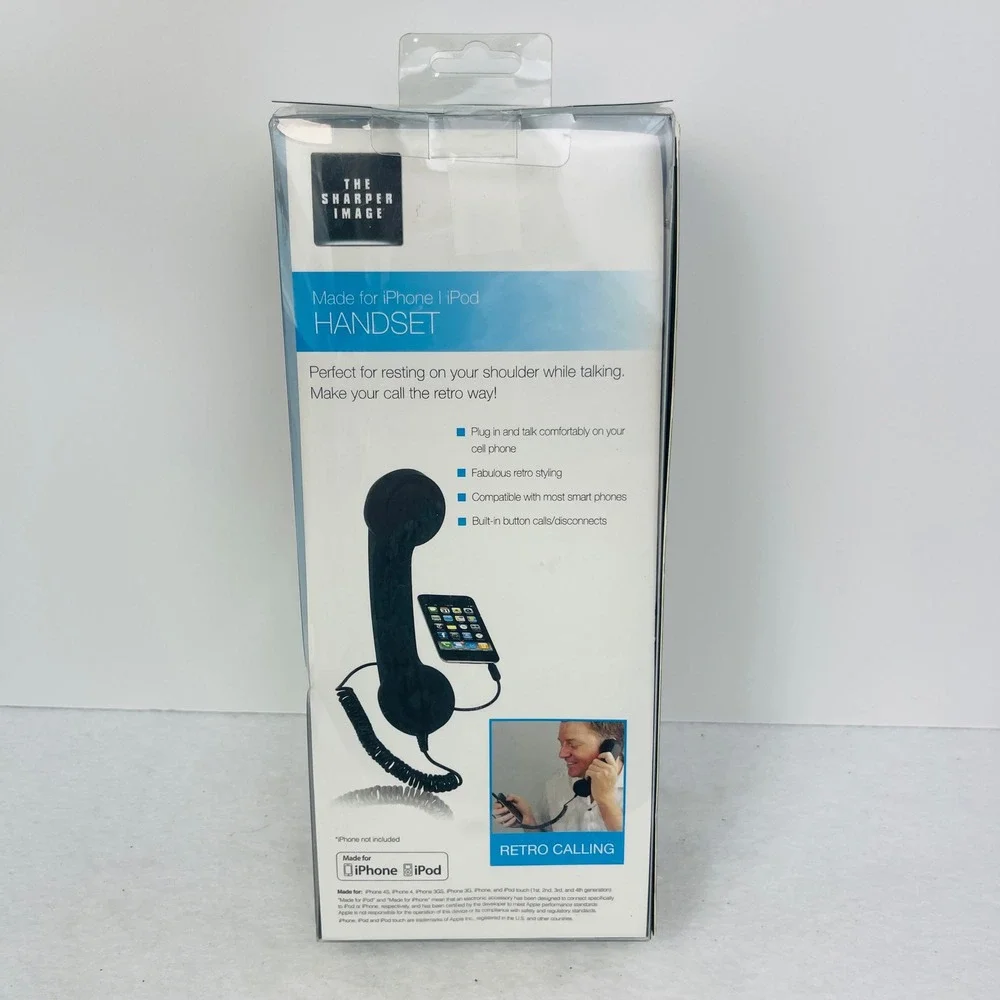 The Sharper Image Retro Handset for iPhone iPod Pink Vintage Style Wired Phone